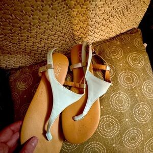 Loft Mint & Silver Flat Sandals size 8- like new!